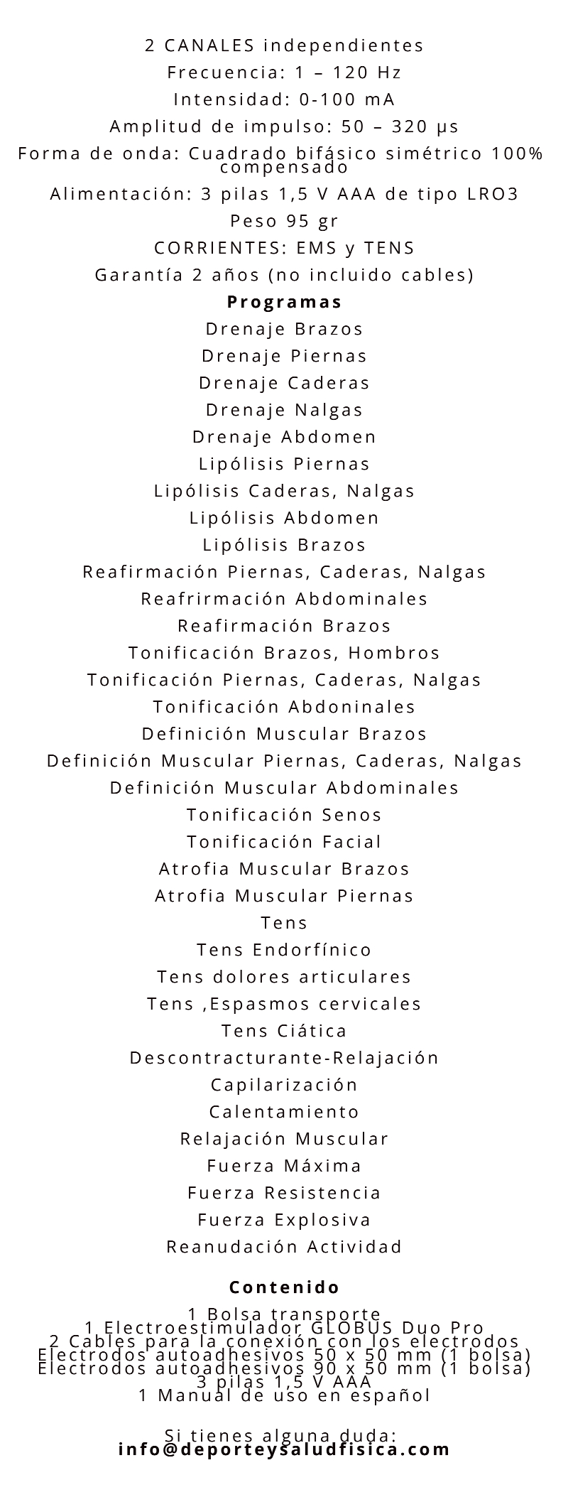 globus dos canales duo tens