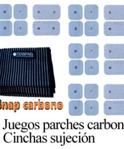 Pack 4 cinchas elásticas + 4 juegos de parches de carbono snap