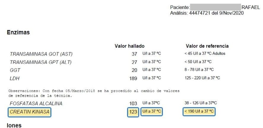 cpk normal en analisis de sangre